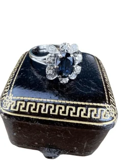 bague marguerite saphir or blanc