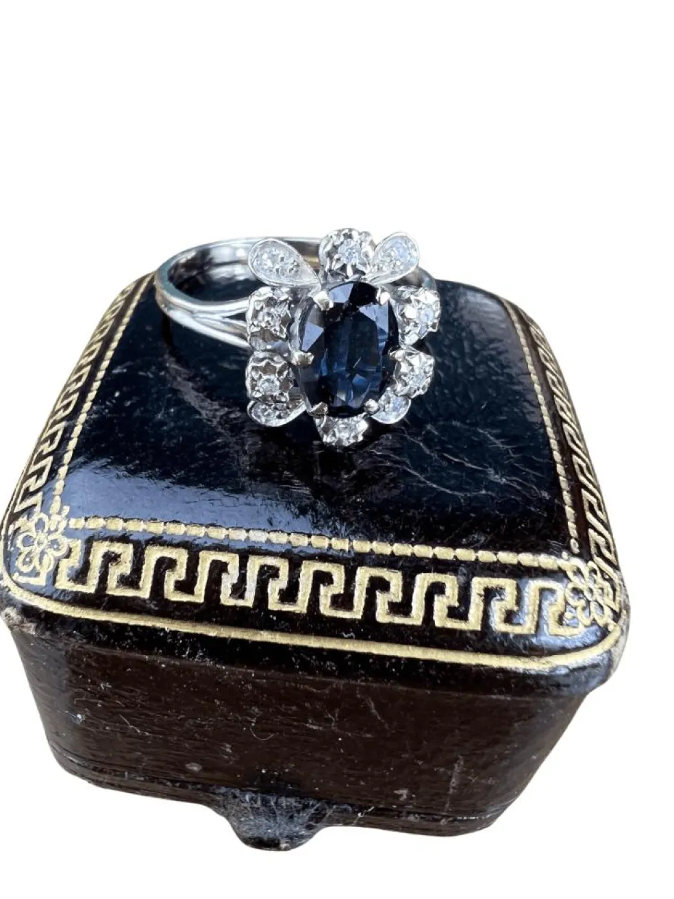 bague marguerite saphir or blanc