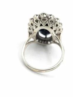 Bague Marguerite saphirs et diamants or blanc