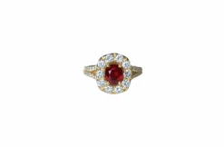 Bague Marguerite spinelle entourage diamants