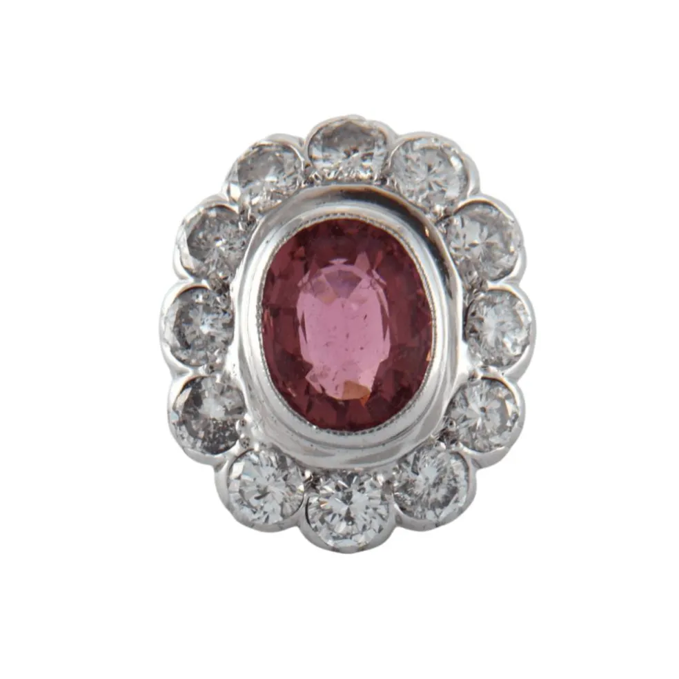 Bague Marguerite Tourmaline rose et Diamants