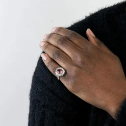 Bague Marguerite Tourmaline rose Diamants