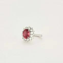 Bague Marguerite Tourmaline rose Diamants