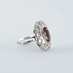 Bague Marguerite Tourmaline rose et Diamants