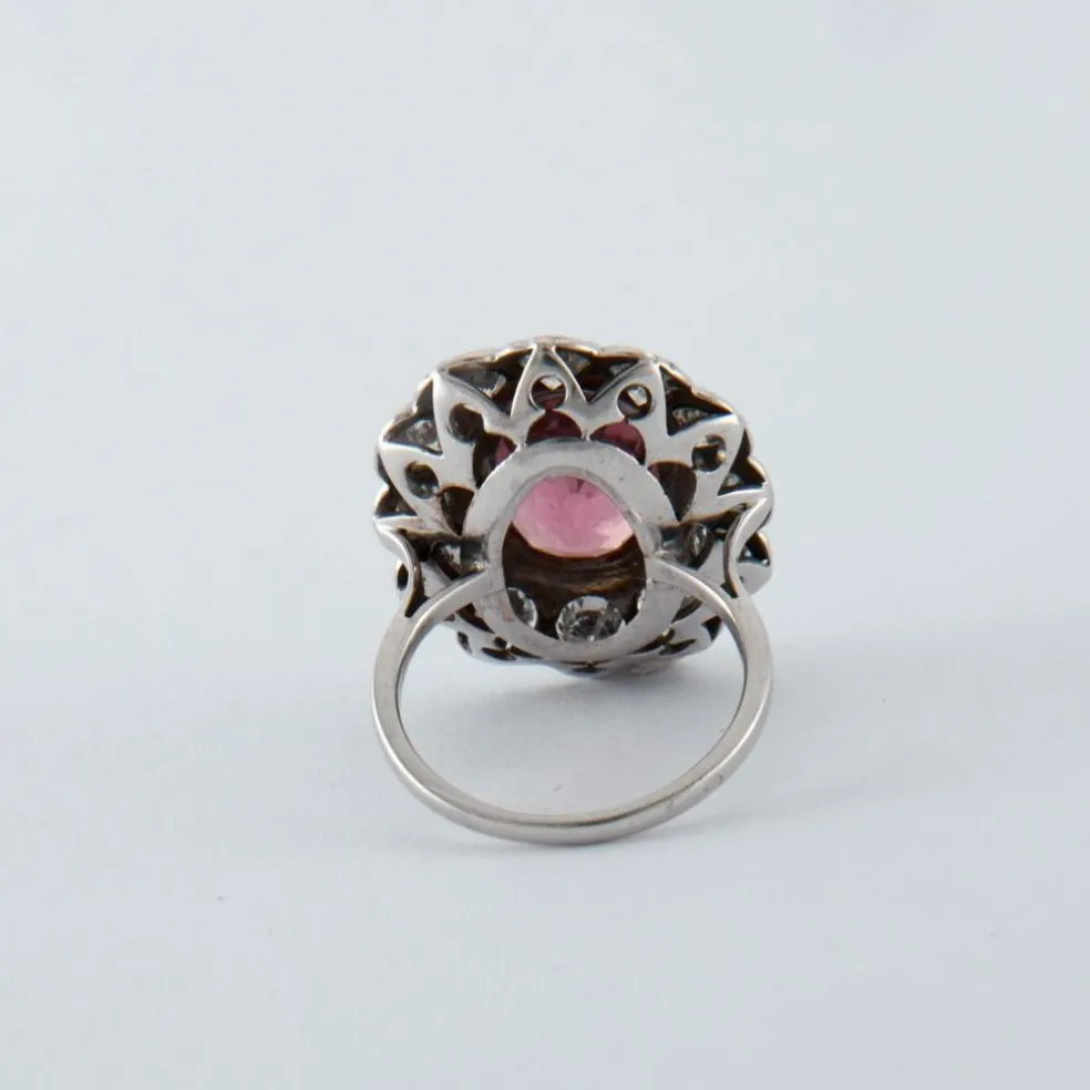Bague Marguerite Tourmaline rose et Diamants