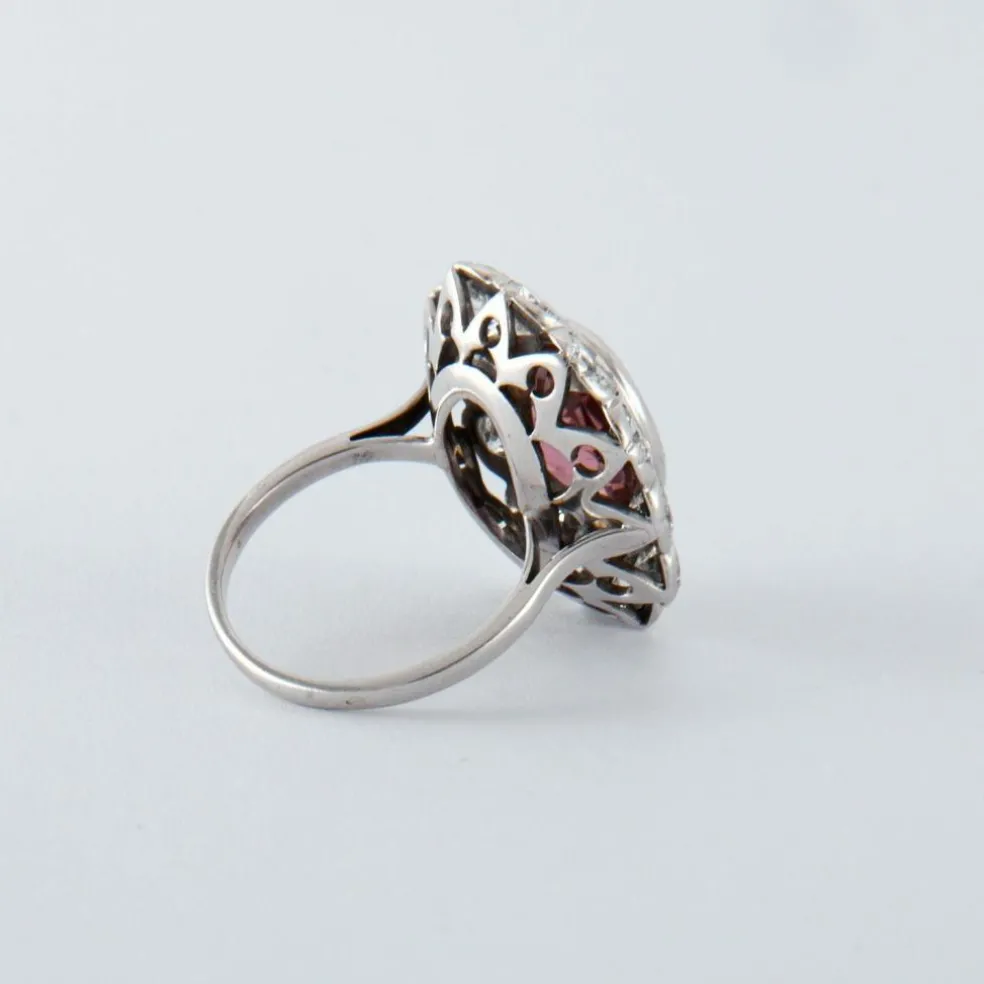 Bague Marguerite Tourmaline rose et Diamants