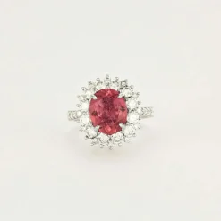 Bague Marguerite Tourmaline rose Diamants