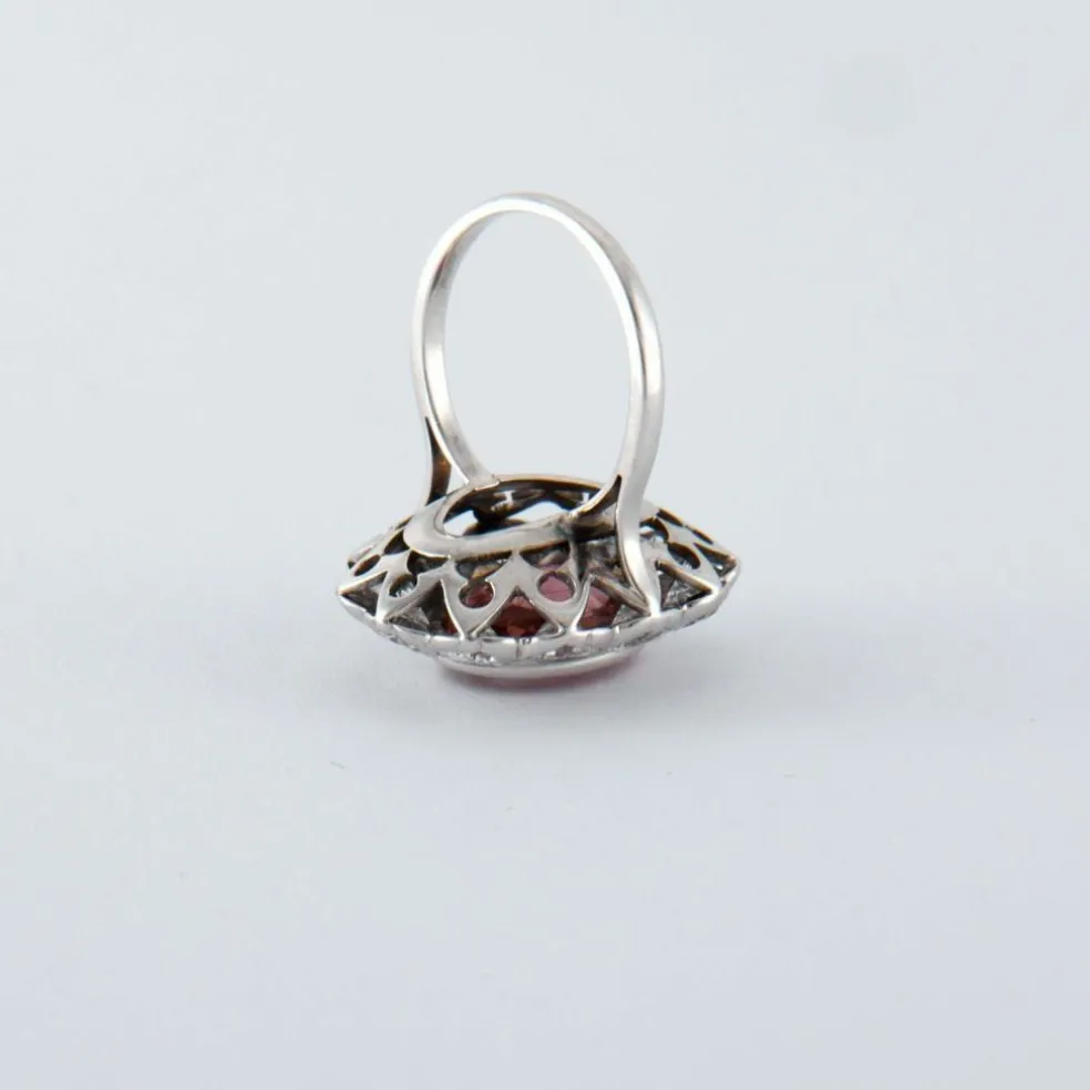 Bague Marguerite Tourmaline rose et Diamants