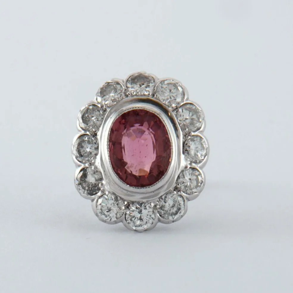 Bague Marguerite Tourmaline rose et Diamants