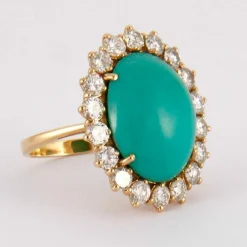 Bague Marguerite turquoise, diamants
