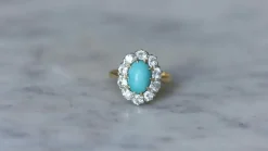 Bague Marguerite turquoise et diamants