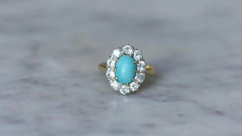Bague Marguerite turquoise et diamants