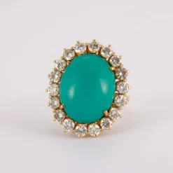 Bague Marguerite turquoise, diamants