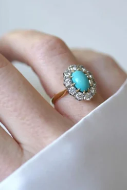 Bague Marguerite turquoise et diamants