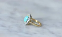 Bague Marguerite turquoise et diamants