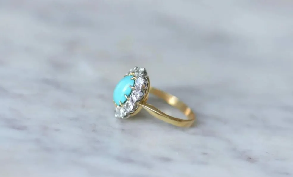 Bague Marguerite turquoise et diamants