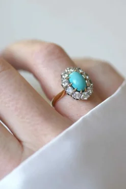 Bague Marguerite turquoise et diamants