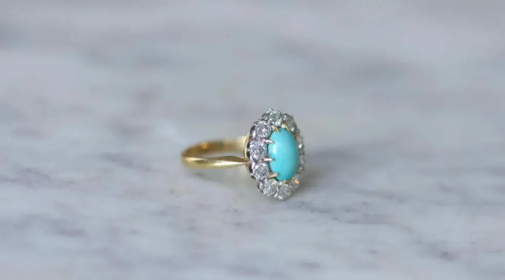 Bague Marguerite turquoise et diamants