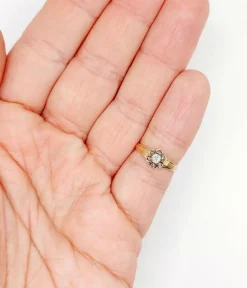 Bague marguerite victorienne or rose, diamant taille ancienne (circa 1900)