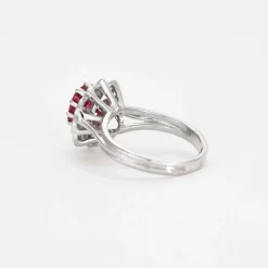 Bague Marguerite Vintage Rubis Diamants