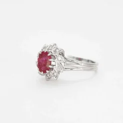 Bague Marguerite Vintage Rubis Diamants
