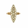 Bague marquise en or jaune et or gris, diamants