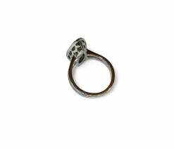 Bague marquise ancienne en or blanc et diamants