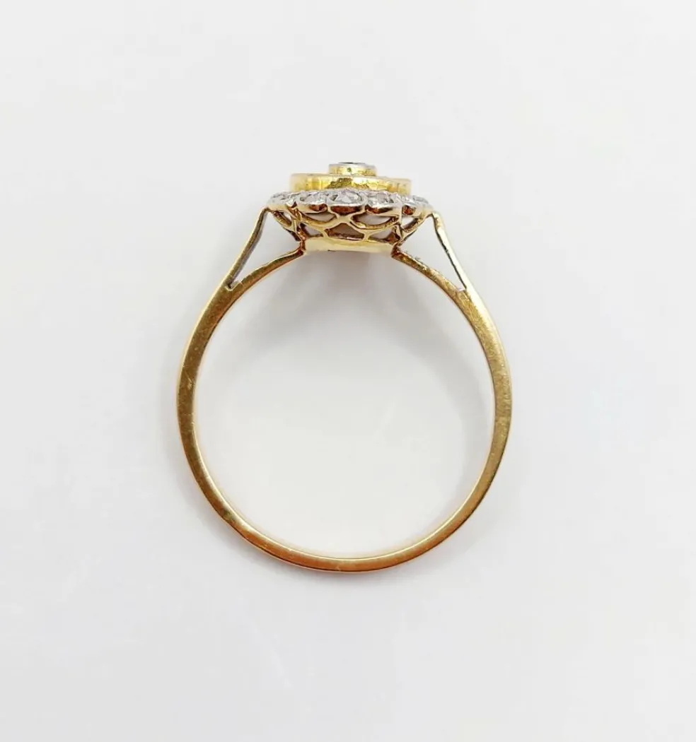 Bague marquise art déco or diamant et rubis calibrés (circa 1920)