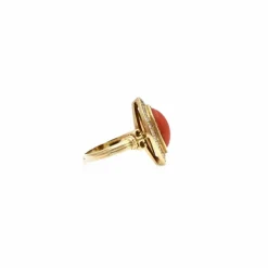 Bague marquise corail diamants