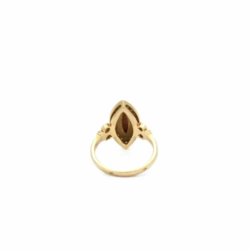 Bague marquise corail diamants