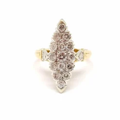 Bague marquise deux ors, diamants