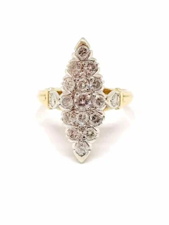 Bague marquise deux ors, diamants