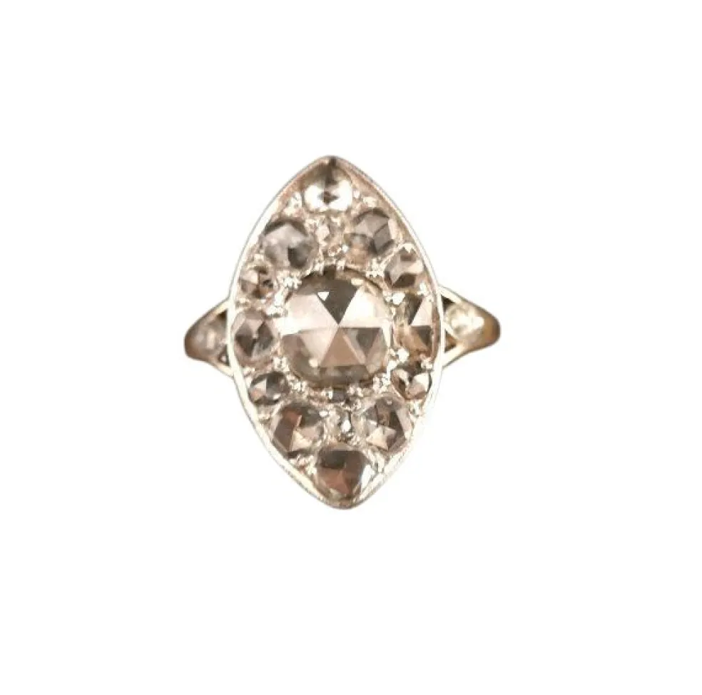 Bague Marquise Diamants en Or Et Platine