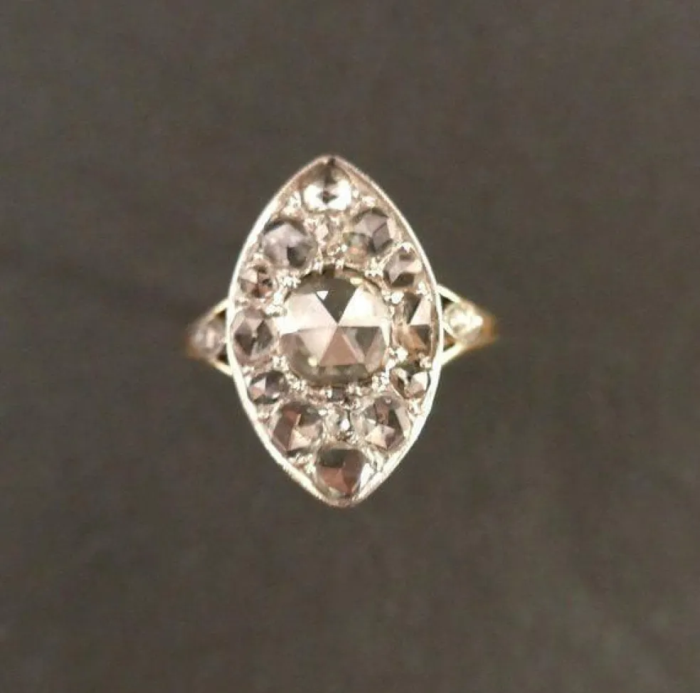 Bague Marquise Diamants en Or Et Platine
