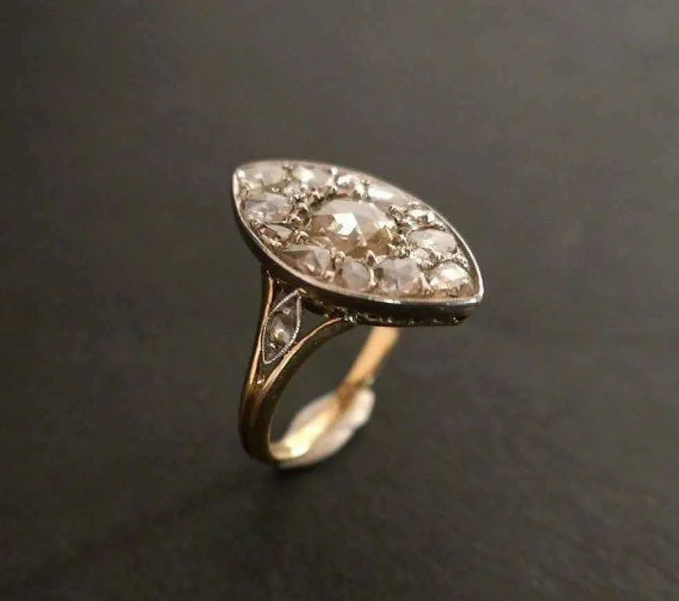 Bague Marquise Diamants en Or Et Platine