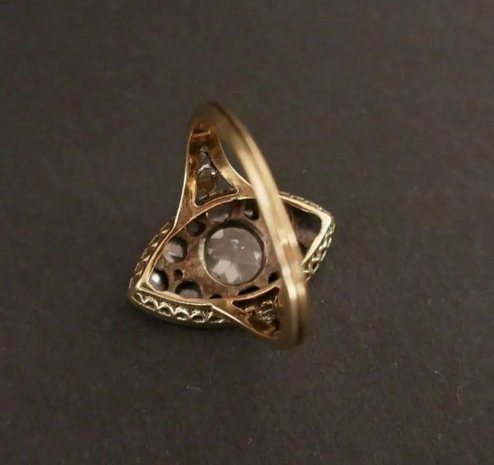 Bague Marquise Diamants en Or Et Platine