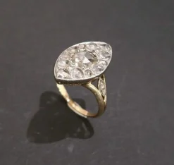Bague Marquise Diamants en Or Et Platine