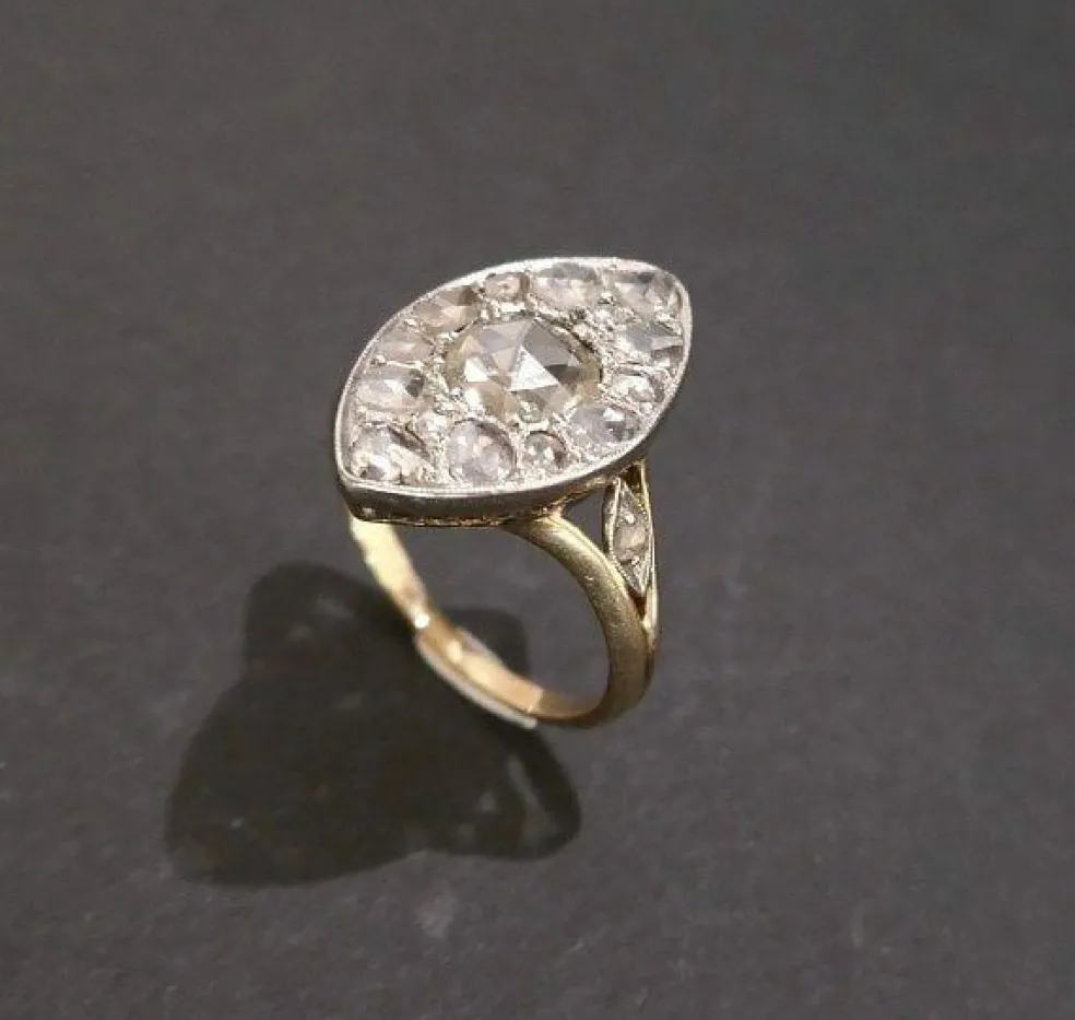 Bague Marquise Diamants en Or Et Platine