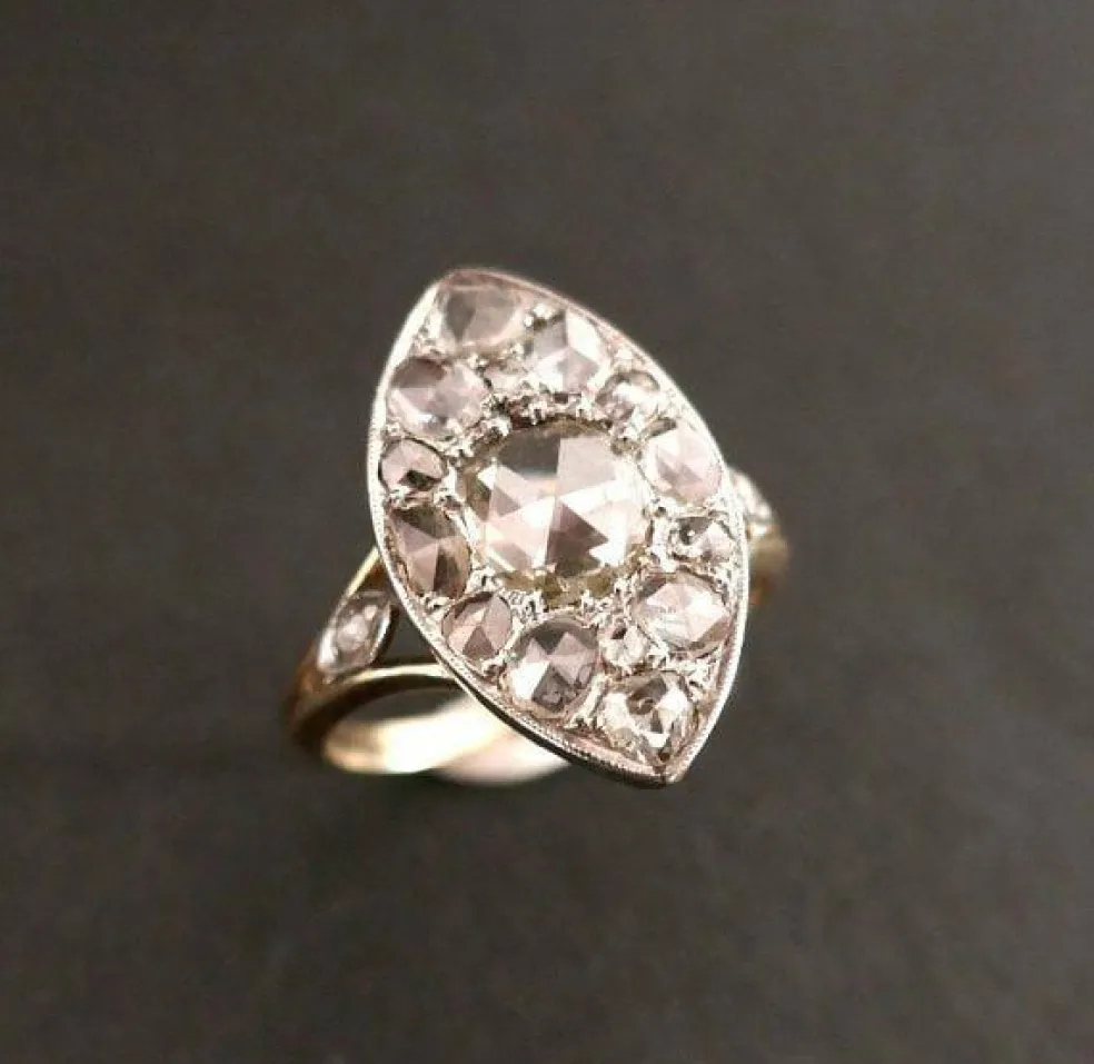 Bague Marquise Diamants en Or Et Platine