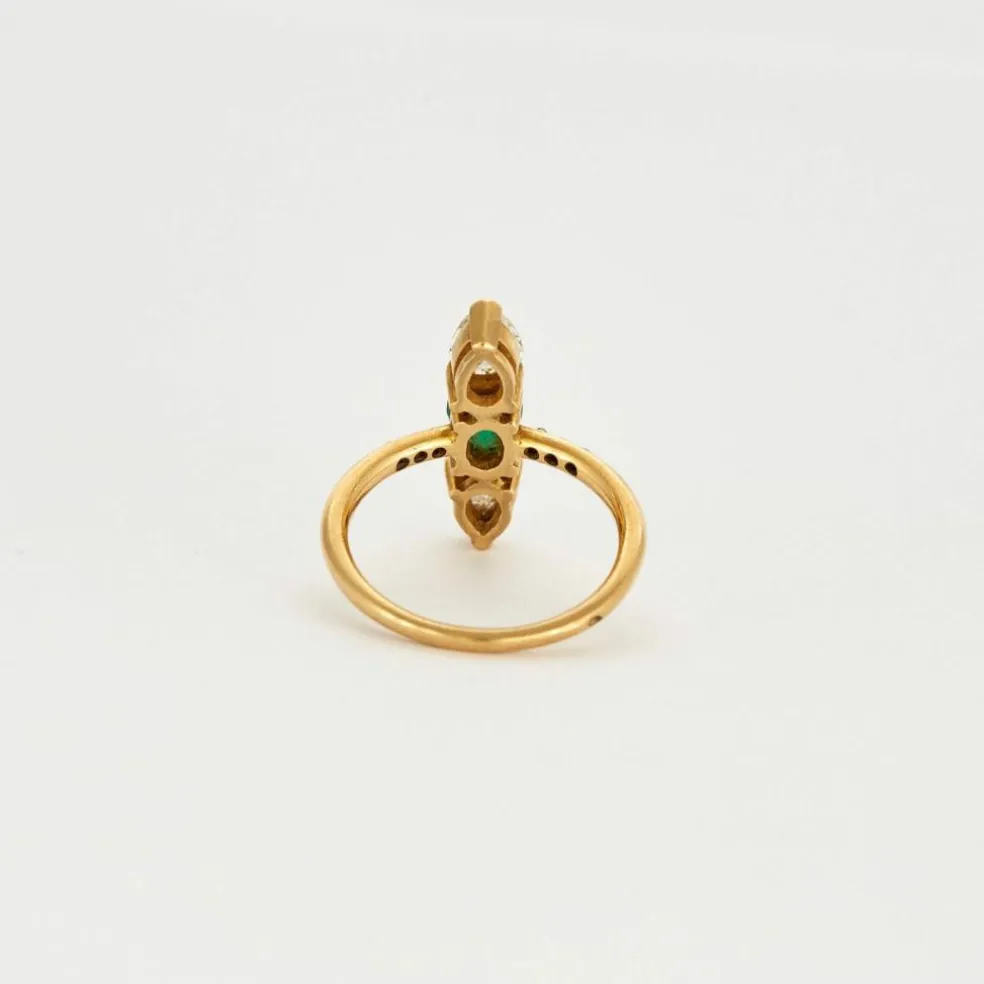 Bague Marquise diamants émeraude