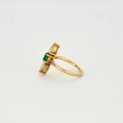 Bague Marquise diamants émeraude