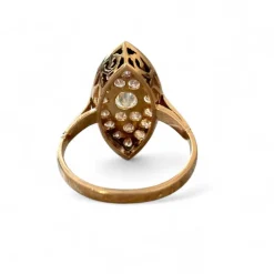 Bague marquise diamants or rose