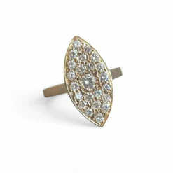Bague marquise diamants or rose
