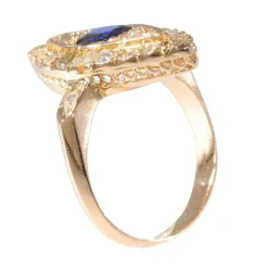 Bague marquise diamants saphir