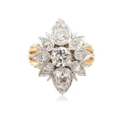 Bague marquise diamants taille ancienne, années 1950