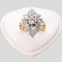 Bague marquise diamants taille ancienne, années 1950