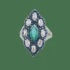 Bague Marquise Emeraude Diamants Saphirs