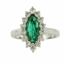 Bague Marquise Emeraude Diamants