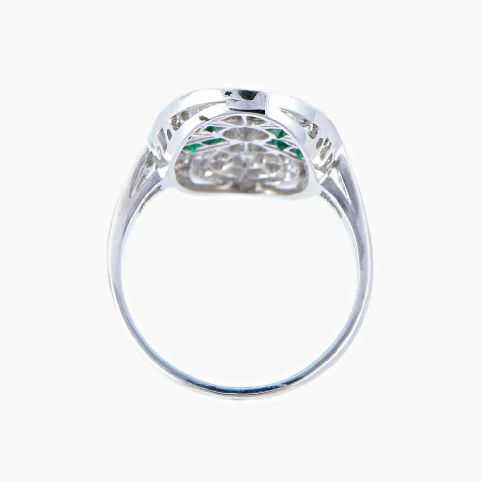 Bague Marquise Emeraude Diamants