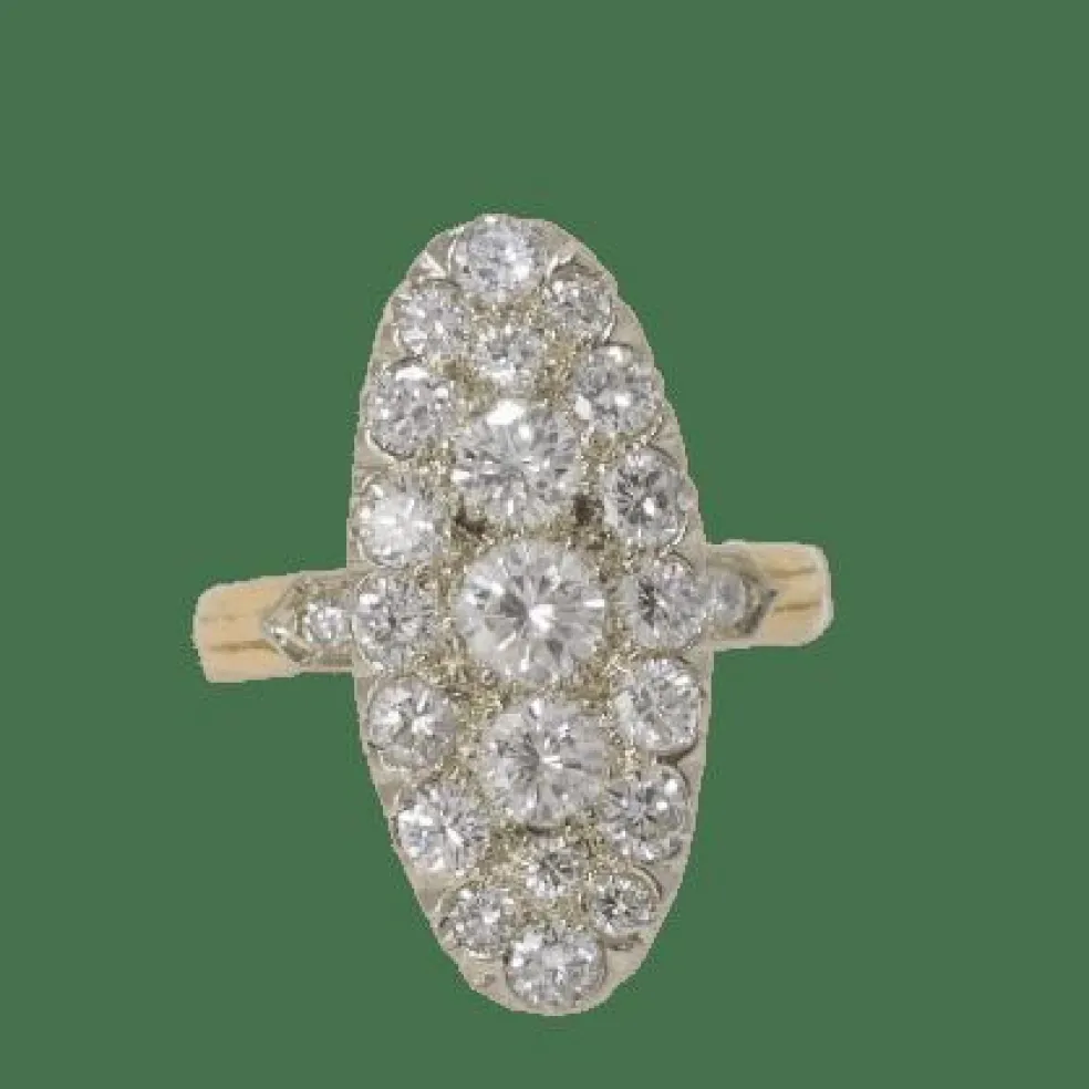 Bague marquise en Or bicolore et Diamants
